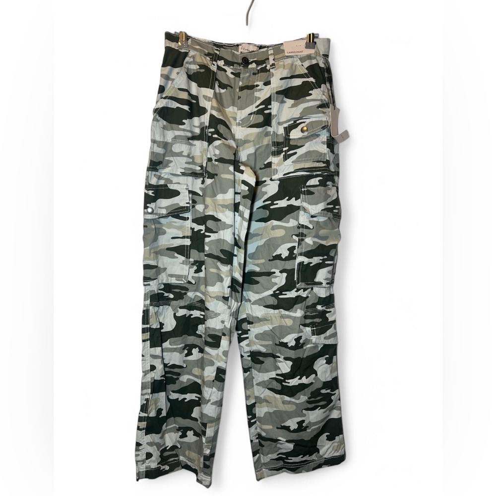 Anthropologie If It Were Me Women Camo Cargo Straight Leg Pant Elastic Pocket S - Picture 1 of 5